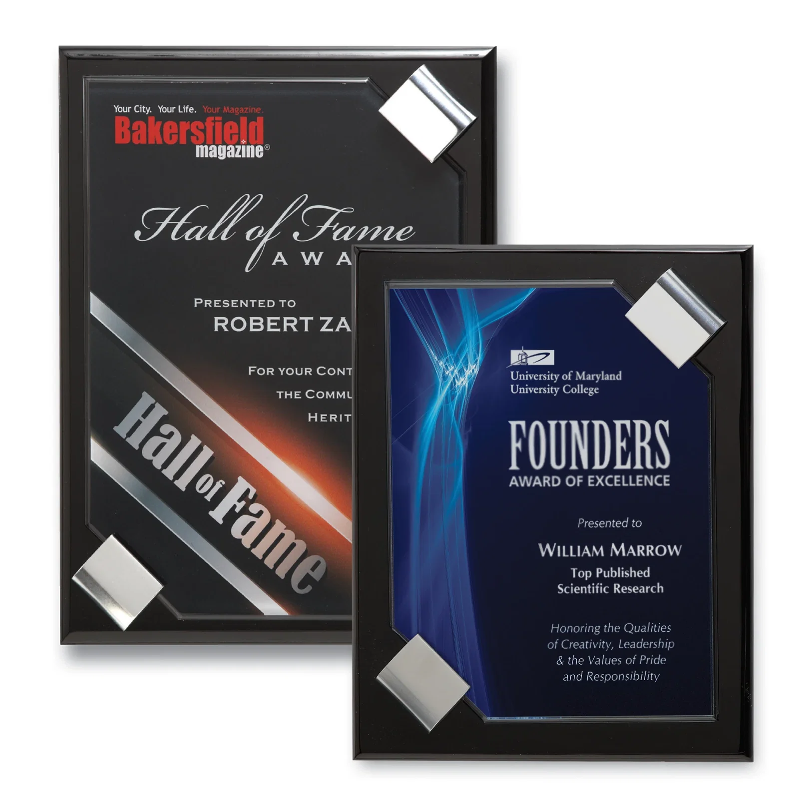 Custom Full Color Acrylic Plaque With Securing Aluminum Accents for employee recognition