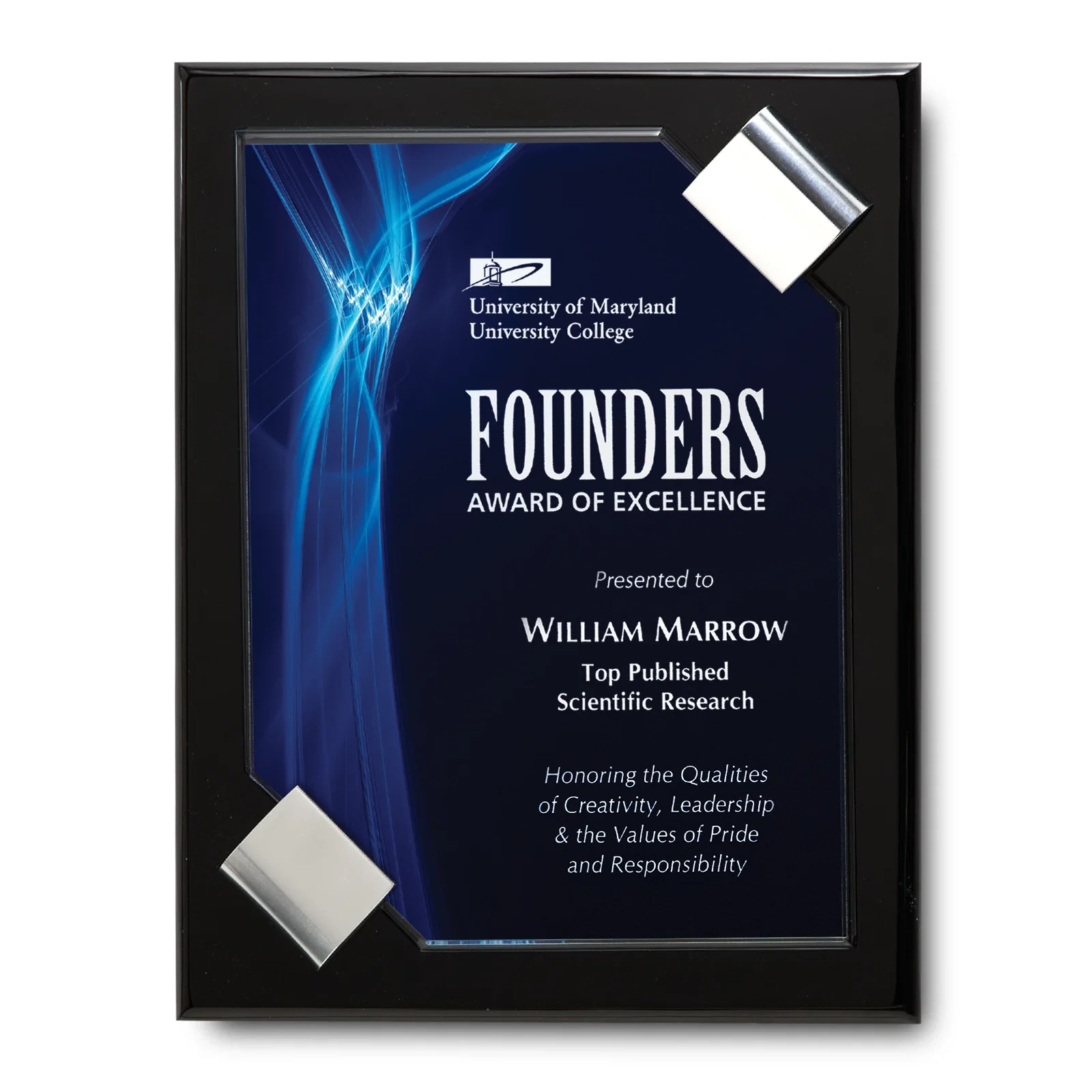 Custom Full Color Acrylic Plaque With Securing Aluminum Accents for corporate award ceremonies