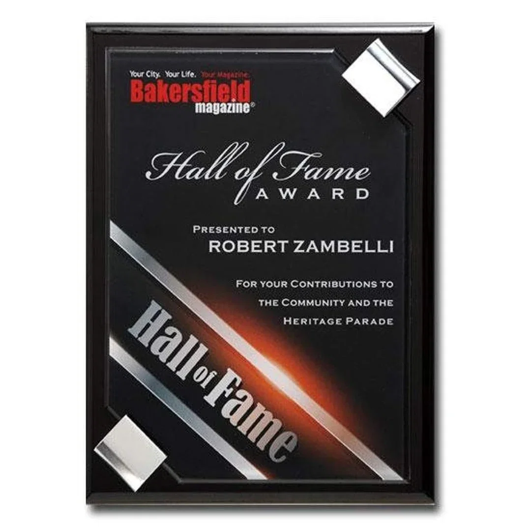 Custom Full Color Acrylic Plaque With Securing Aluminum Accents for service anniversary gifts