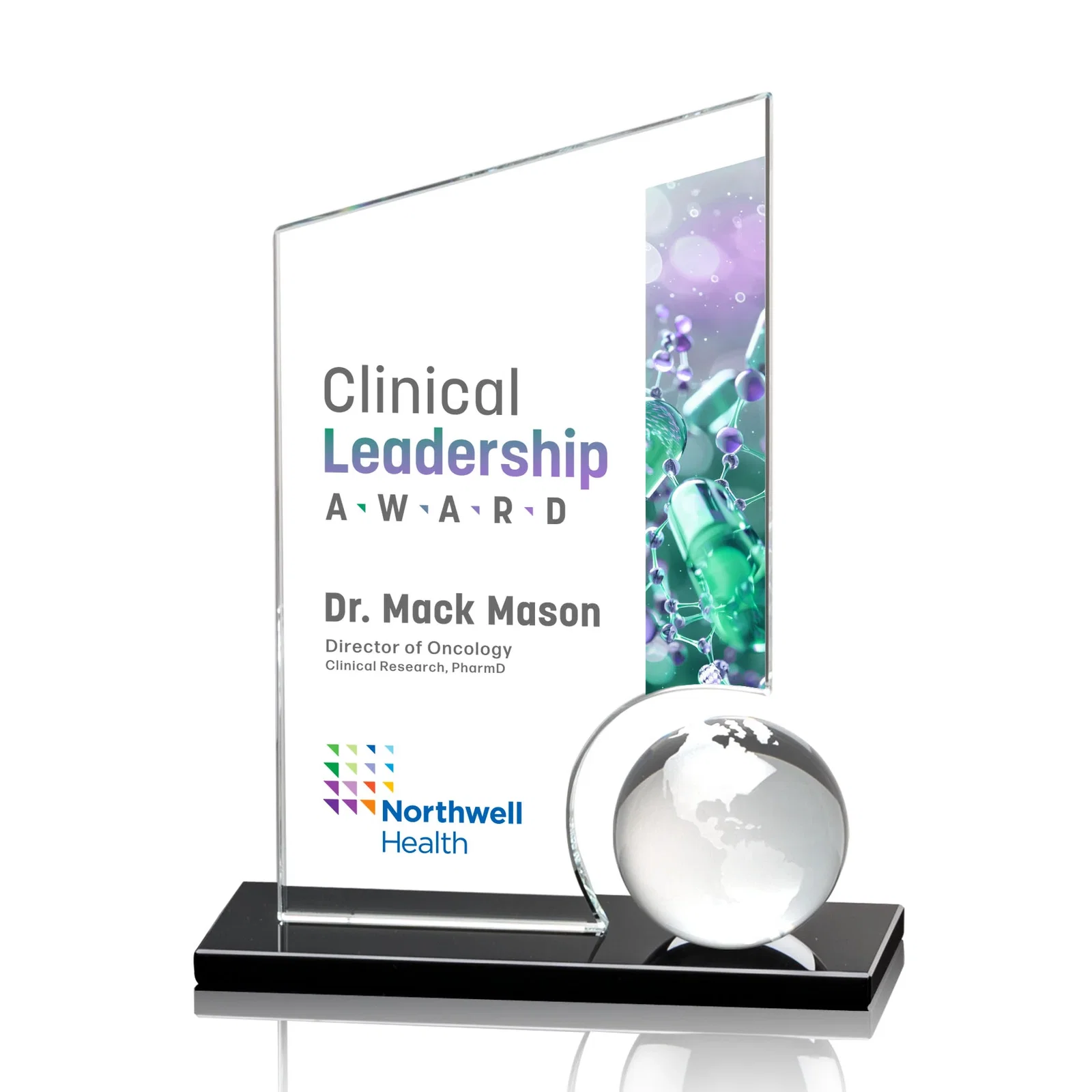 Custom Crystal Orb Award Surrounded by a Starfire Crystal Peak for volunteer appreciation