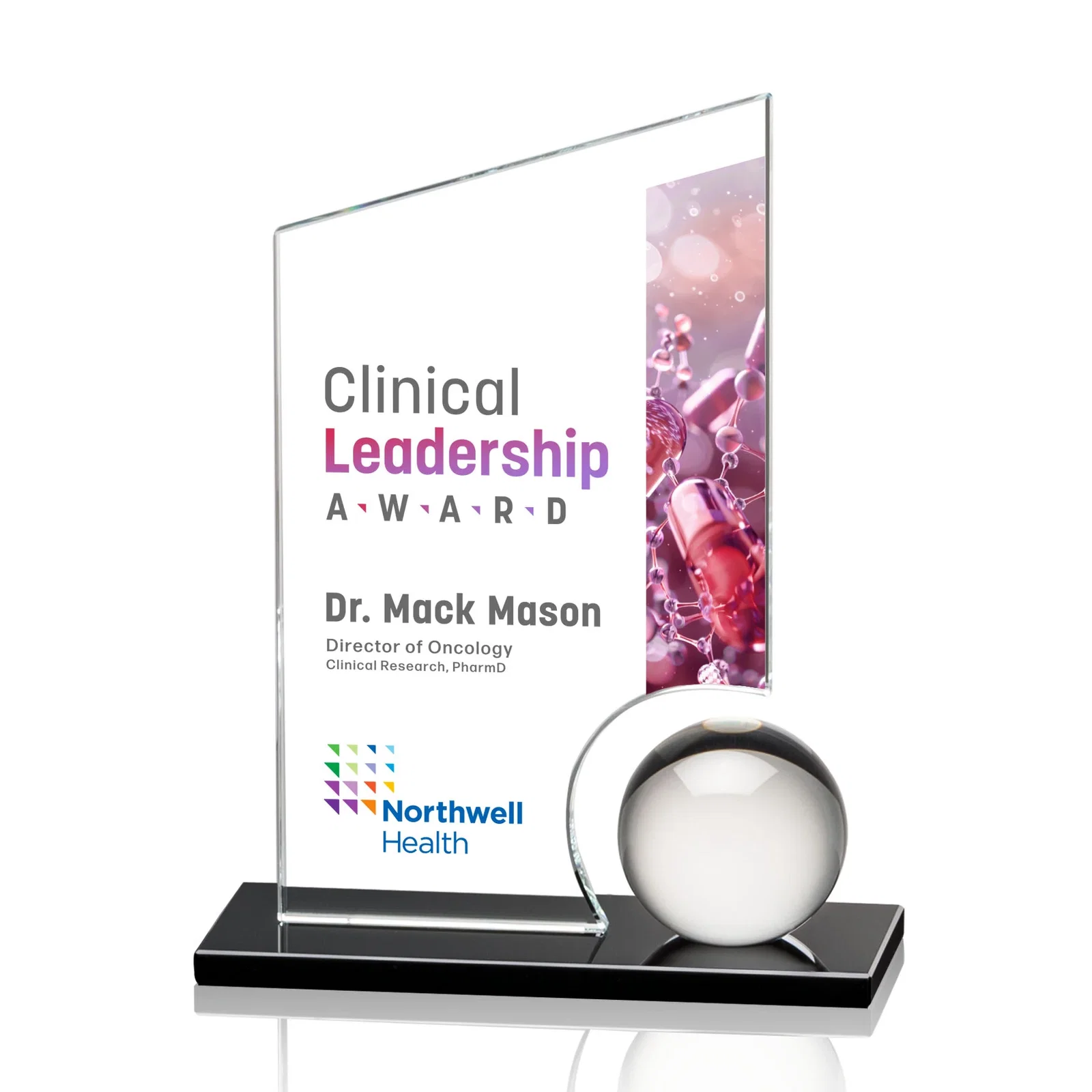 Custom Crystal Orb Award Surrounded by a Starfire Crystal Peak for dealer and partner awards