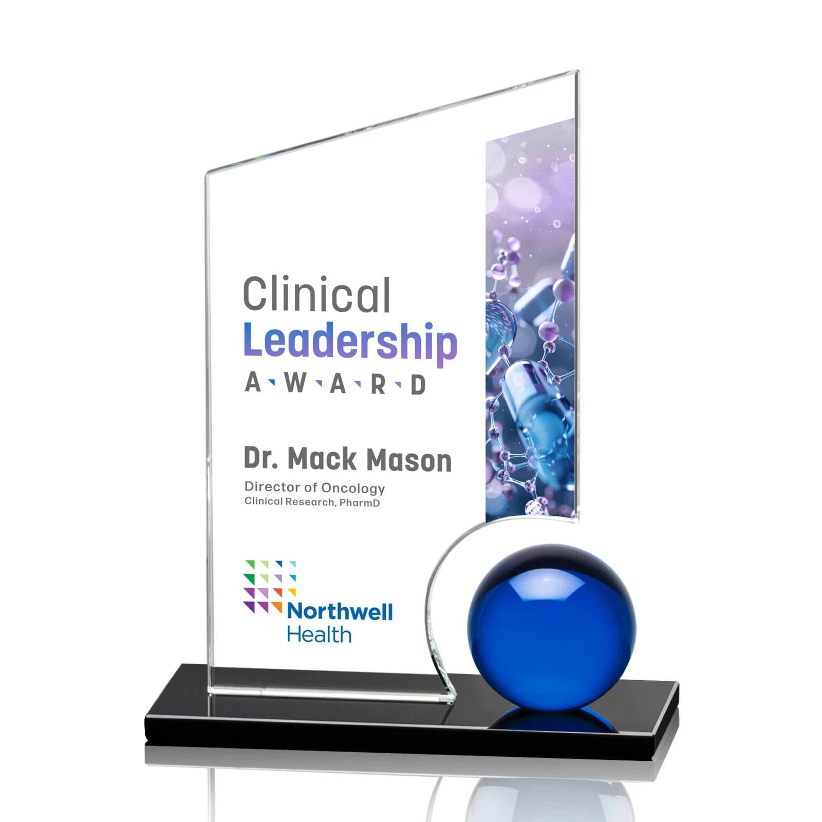 Custom Crystal Orb Award Surrounded by a Starfire Crystal Peak for safety achievement programs