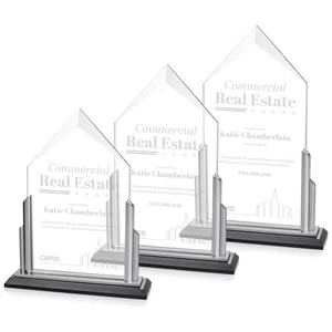 Starfire Crystal Pentagon Award with Silver Accent Pillars