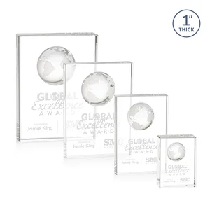 Optical Crystal Globe Award With Molded 3D Back Panel
