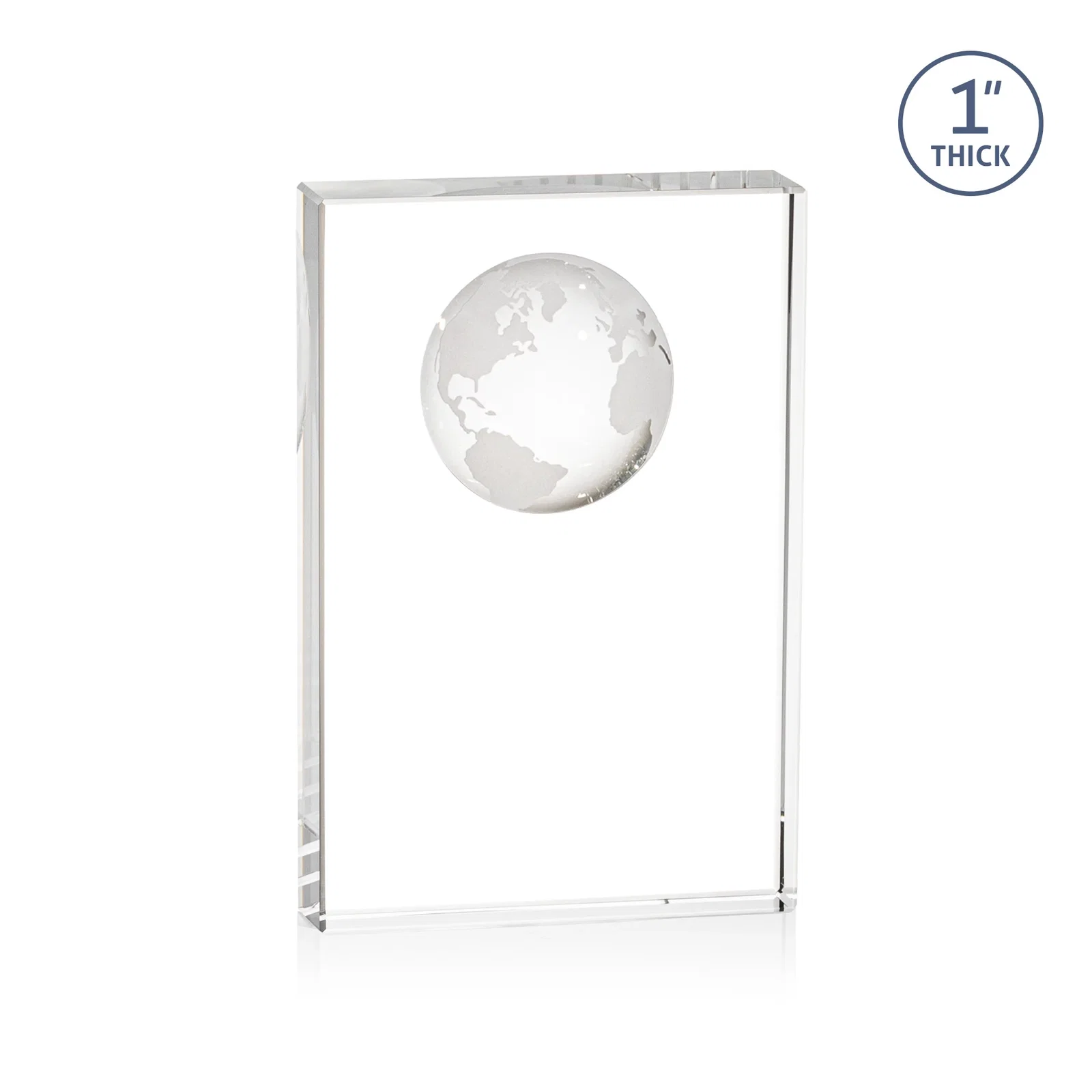 Personalized Optical Crystal Globe Award With Molded 3D Back Panel for employee recognition