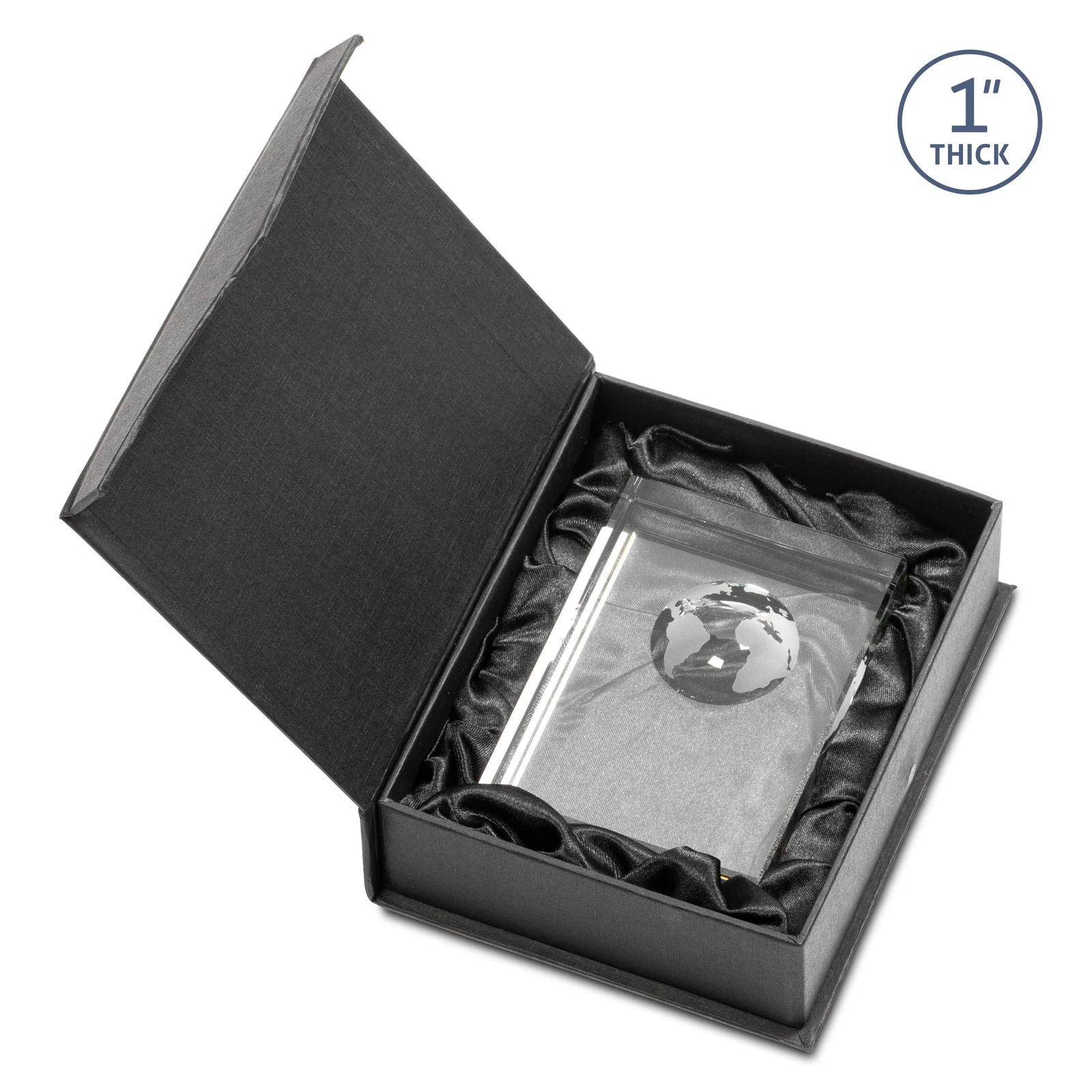 Custom Optical Crystal Globe Award With Molded 3D Back Panel for team milestone celebrations