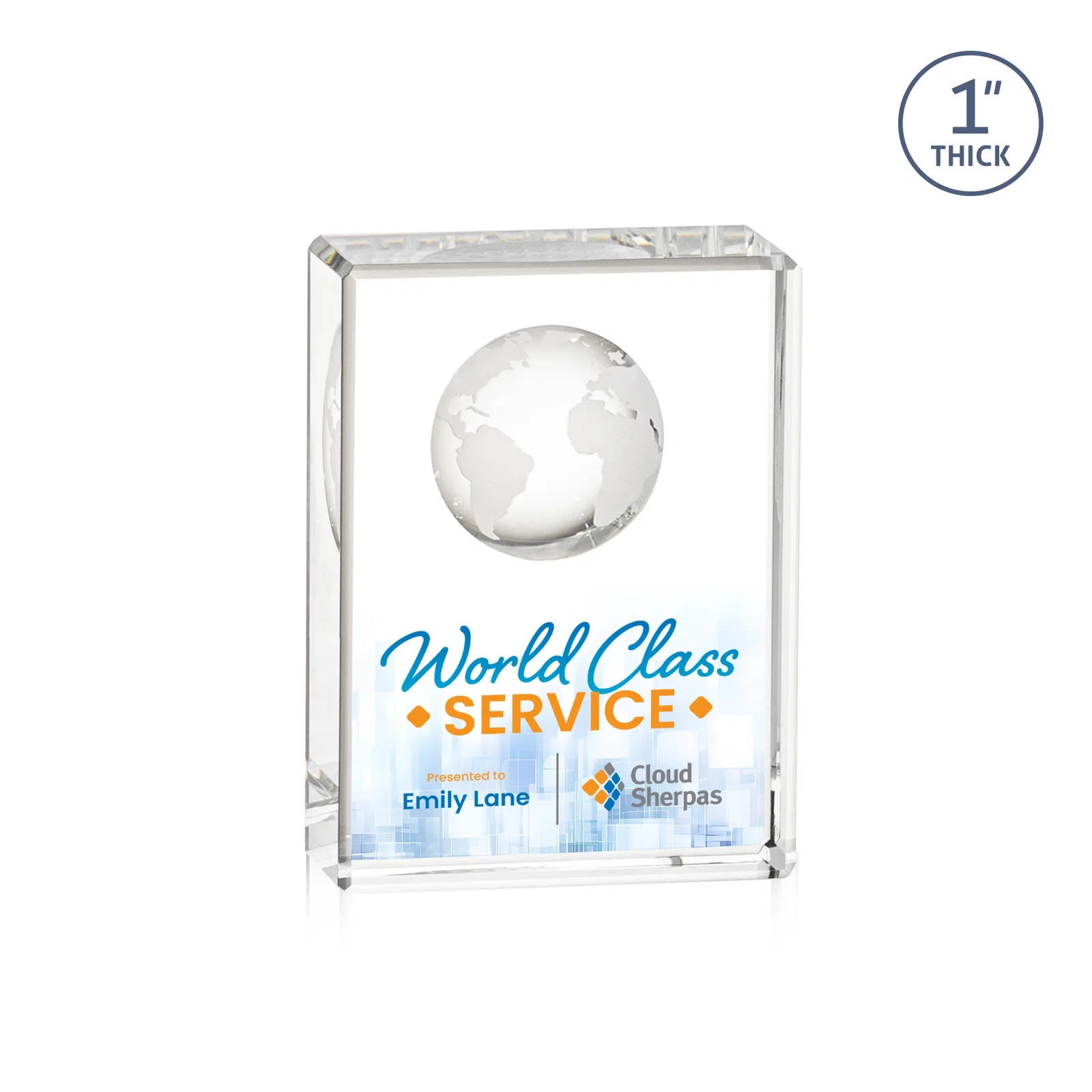 Custom Optical Crystal Globe Award With Molded 3D Back Panel for graduation ceremonies