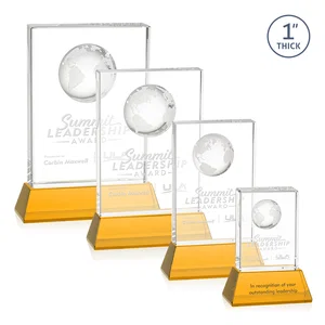 Optical Crystal Globe Award on a Tall Tapered Base