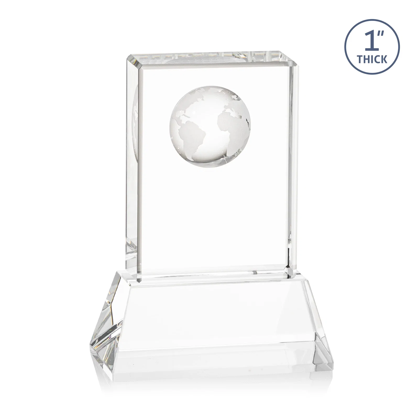Custom Optical Crystal Globe Award on a Tall Tapered Base, with your logo for corporate award ceremonies
