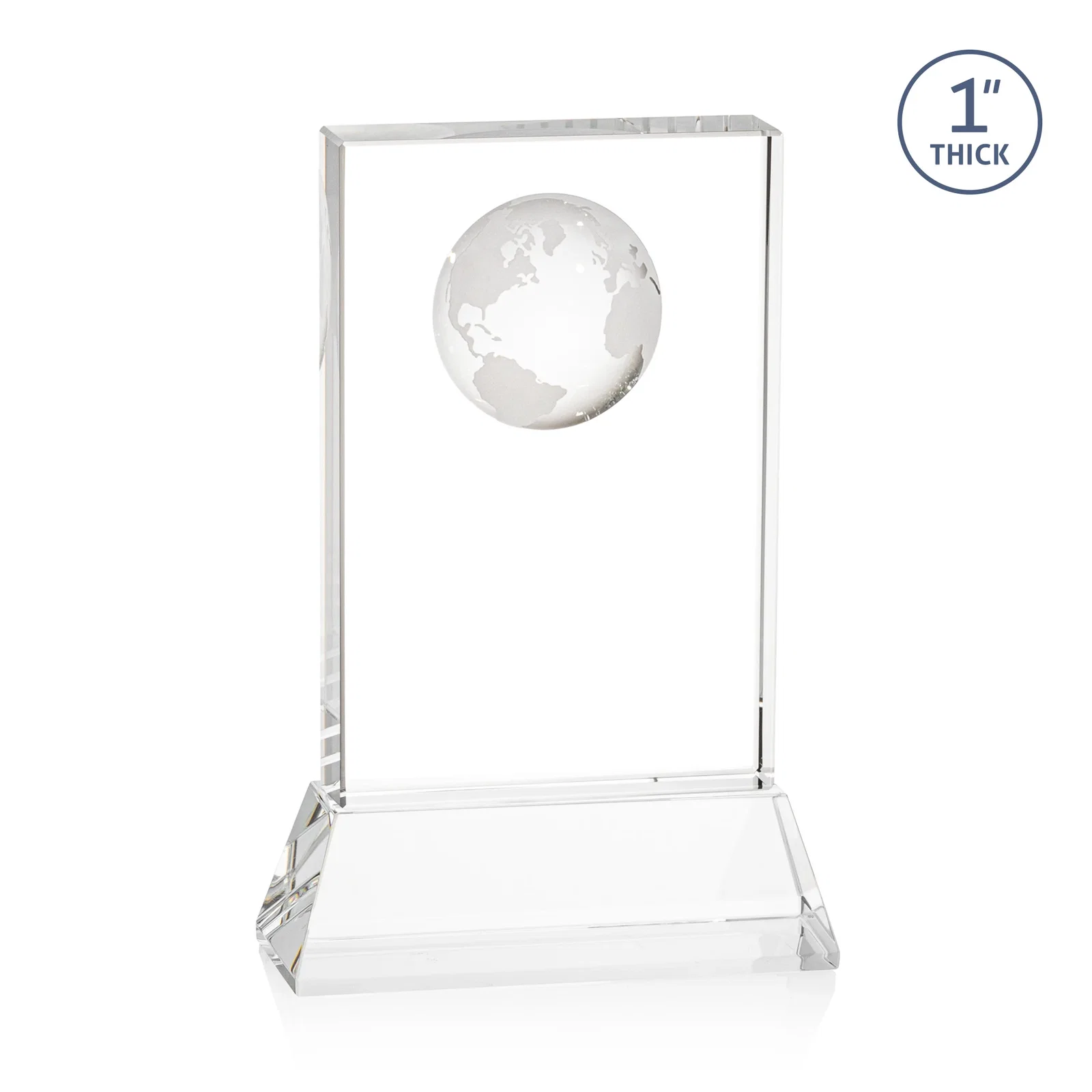 Custom Optical Crystal Globe Award on a Tall Tapered Base, with your logo for service anniversary gifts