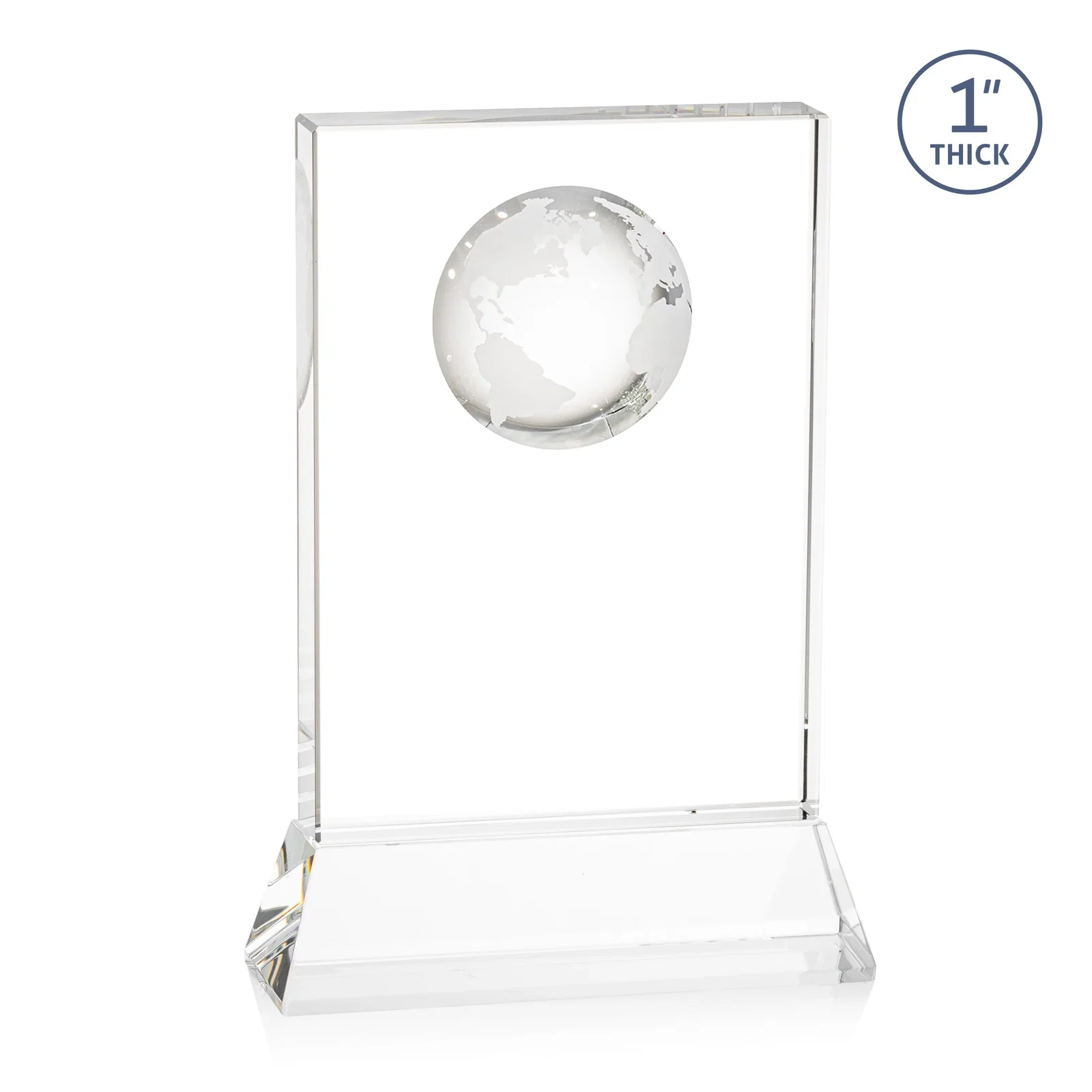 Custom Optical Crystal Globe Award on a Tall Tapered Base, with your logo for sales achievement awards