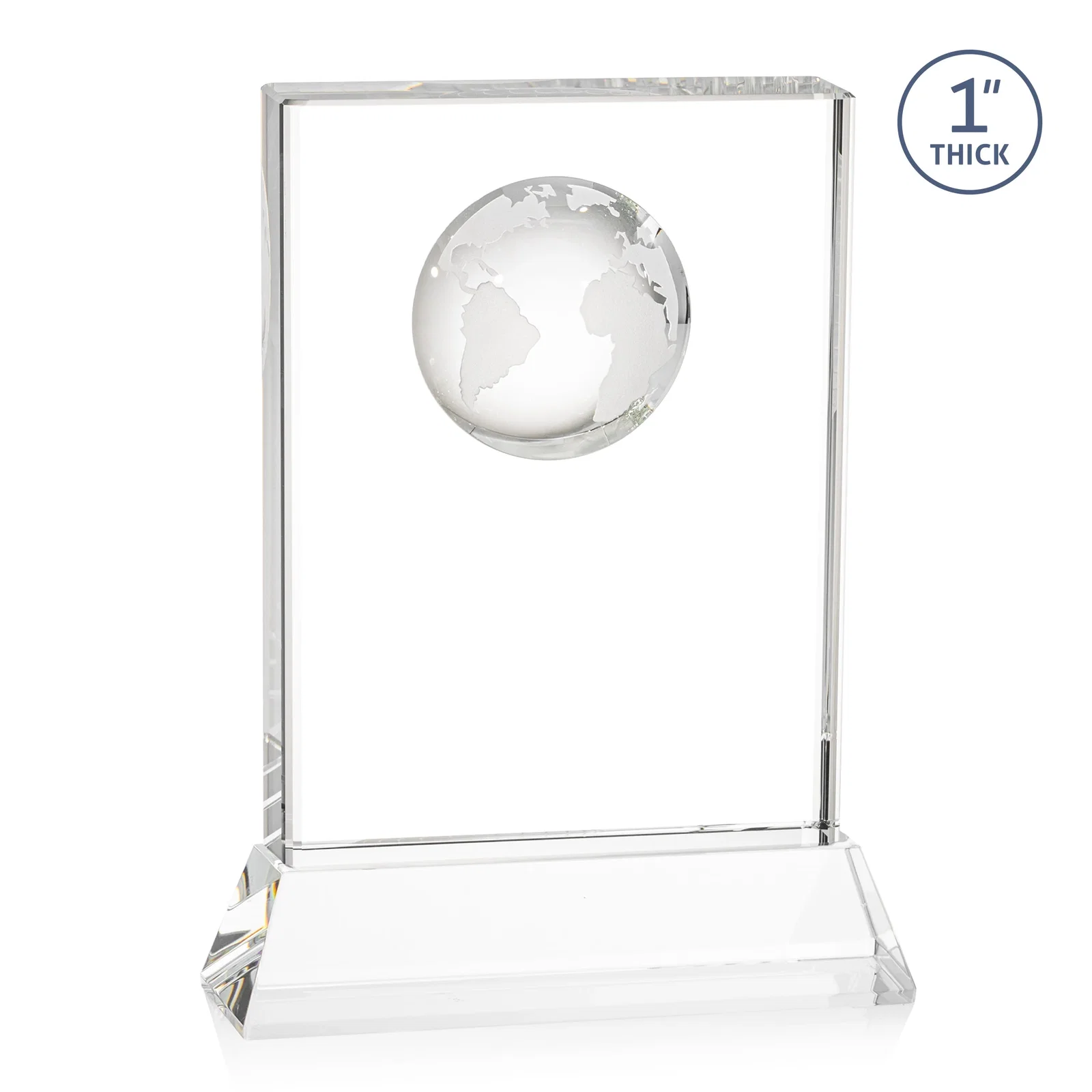 Custom Optical Crystal Globe Award on a Tall Tapered Base, with your logo for retirement presentations