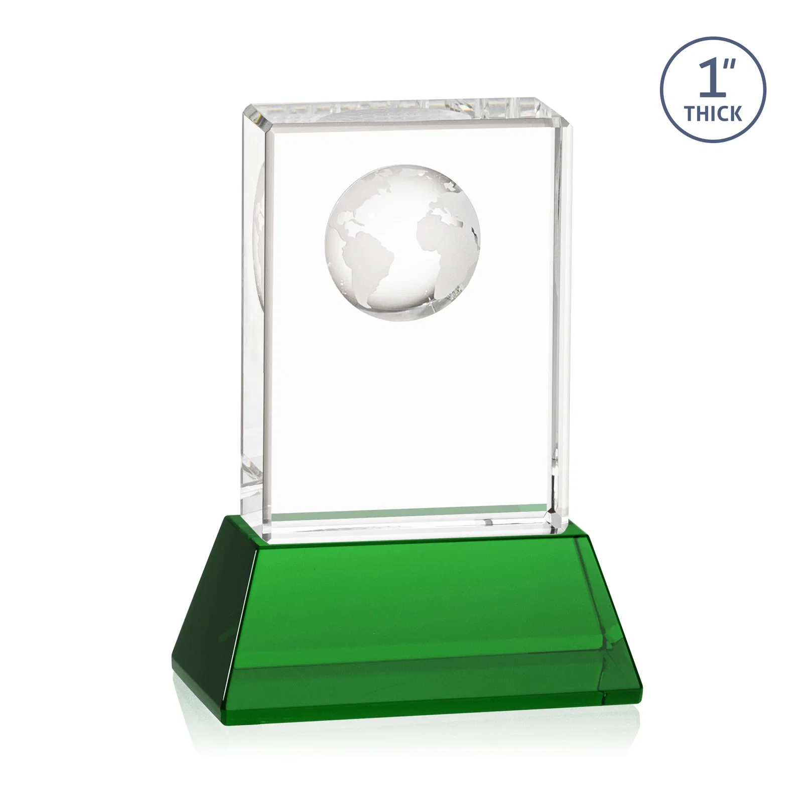 Custom Optical Crystal Globe Award on a Tall Tapered Base, with your logo for team milestone celebrations