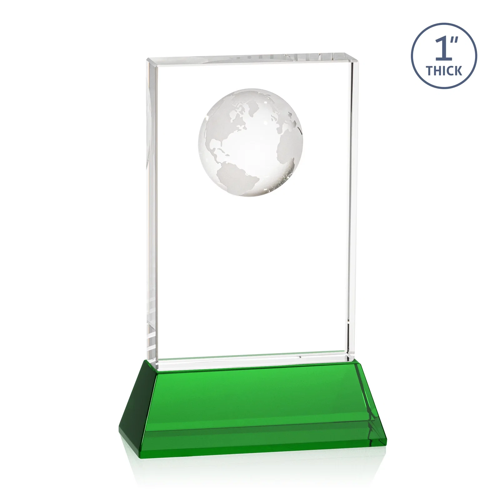 Custom Optical Crystal Globe Award on a Tall Tapered Base, with your logo for donor appreciation