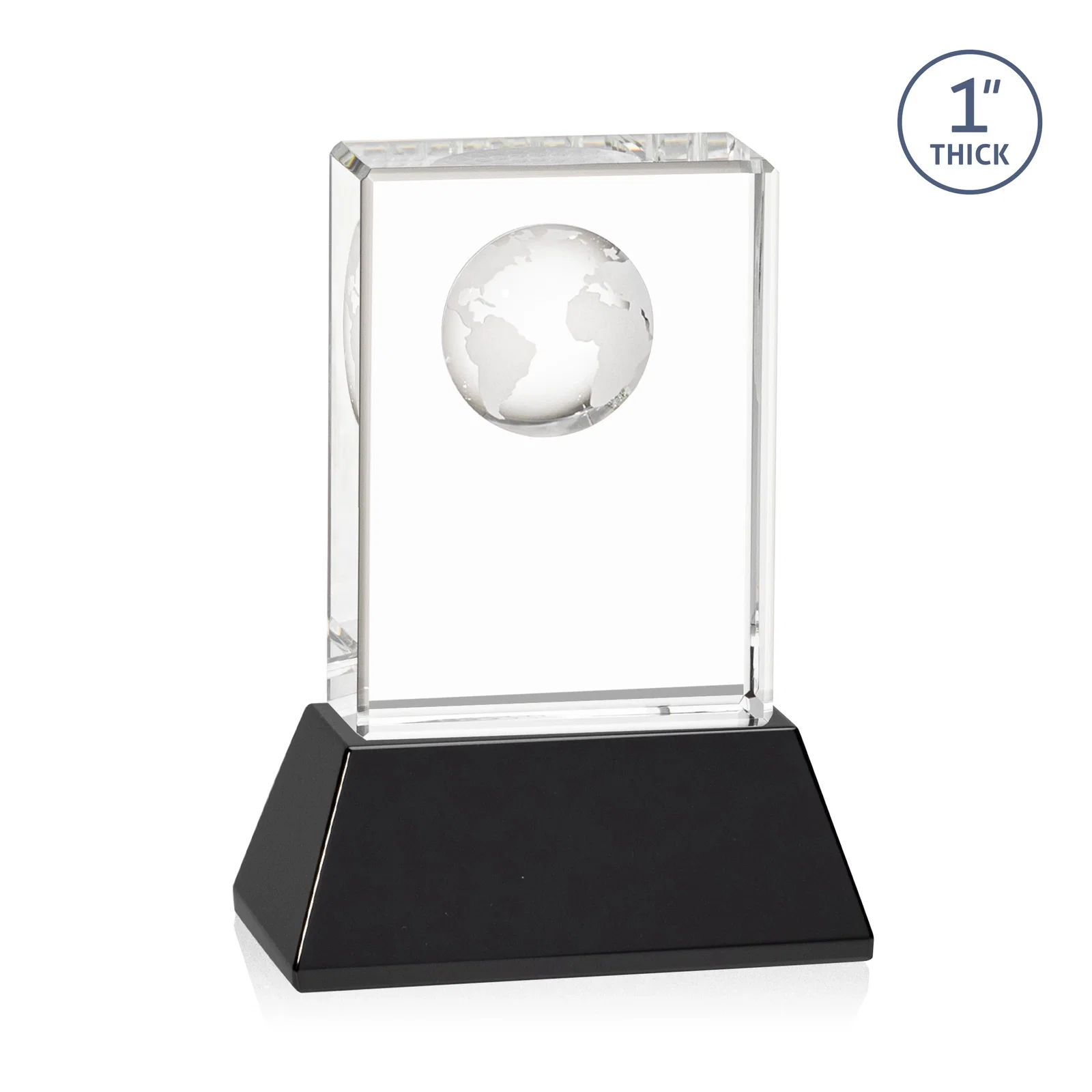 Custom Optical Crystal Globe Award on a Tall Tapered Base, with your logo for volunteer appreciation