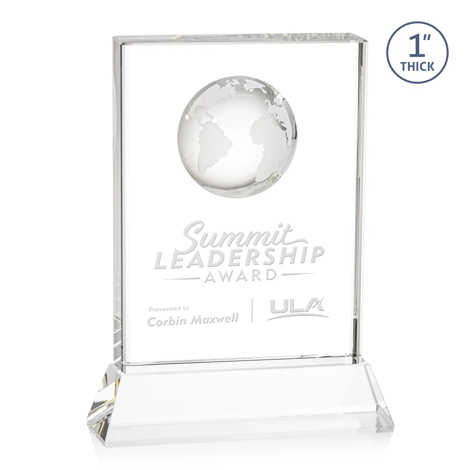 Custom Optical Crystal Globe Award on a Tall Tapered Base for dealer and partner awards