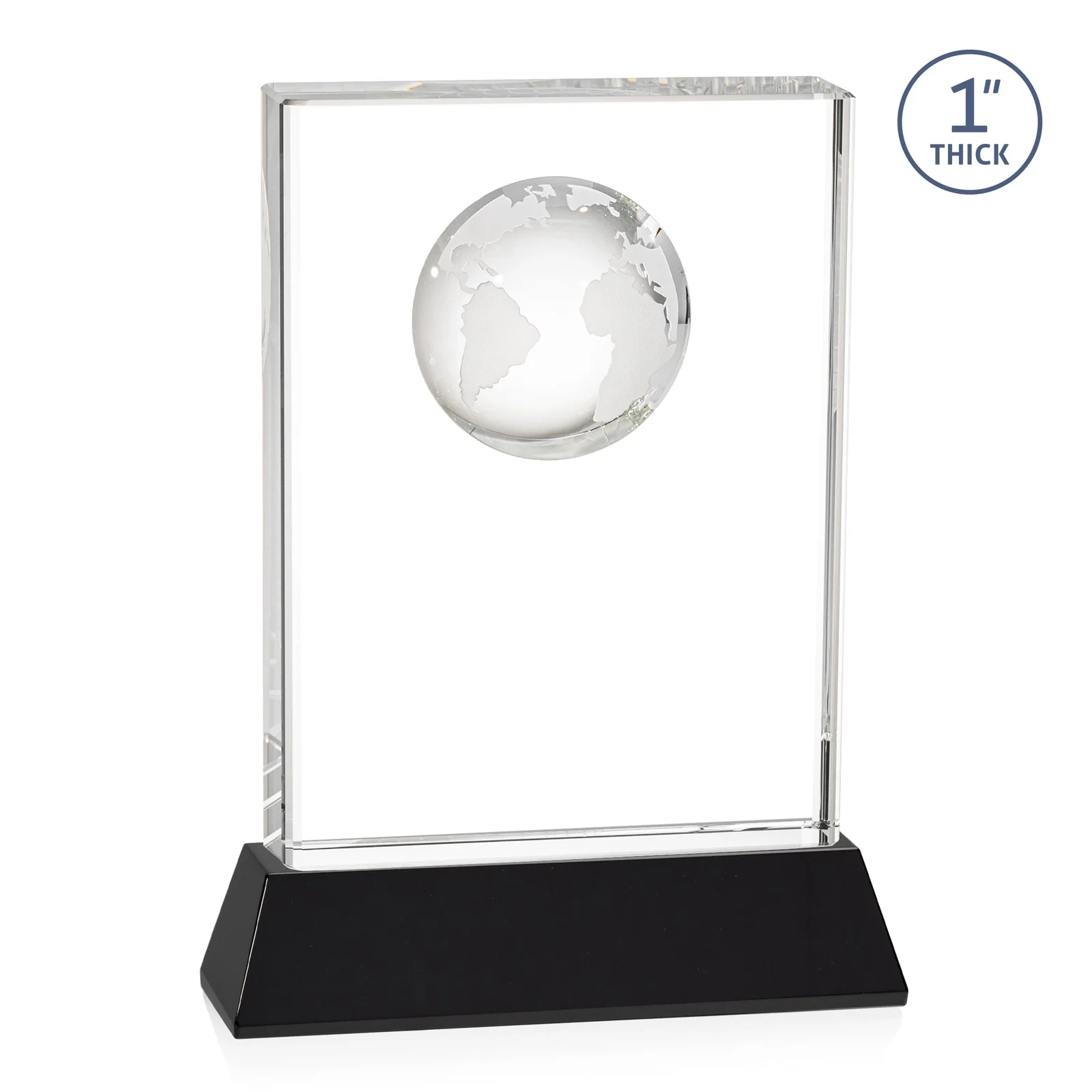 Personalized Optical Crystal Globe Award on a Tall Tapered Base, with your logo for employee recognition