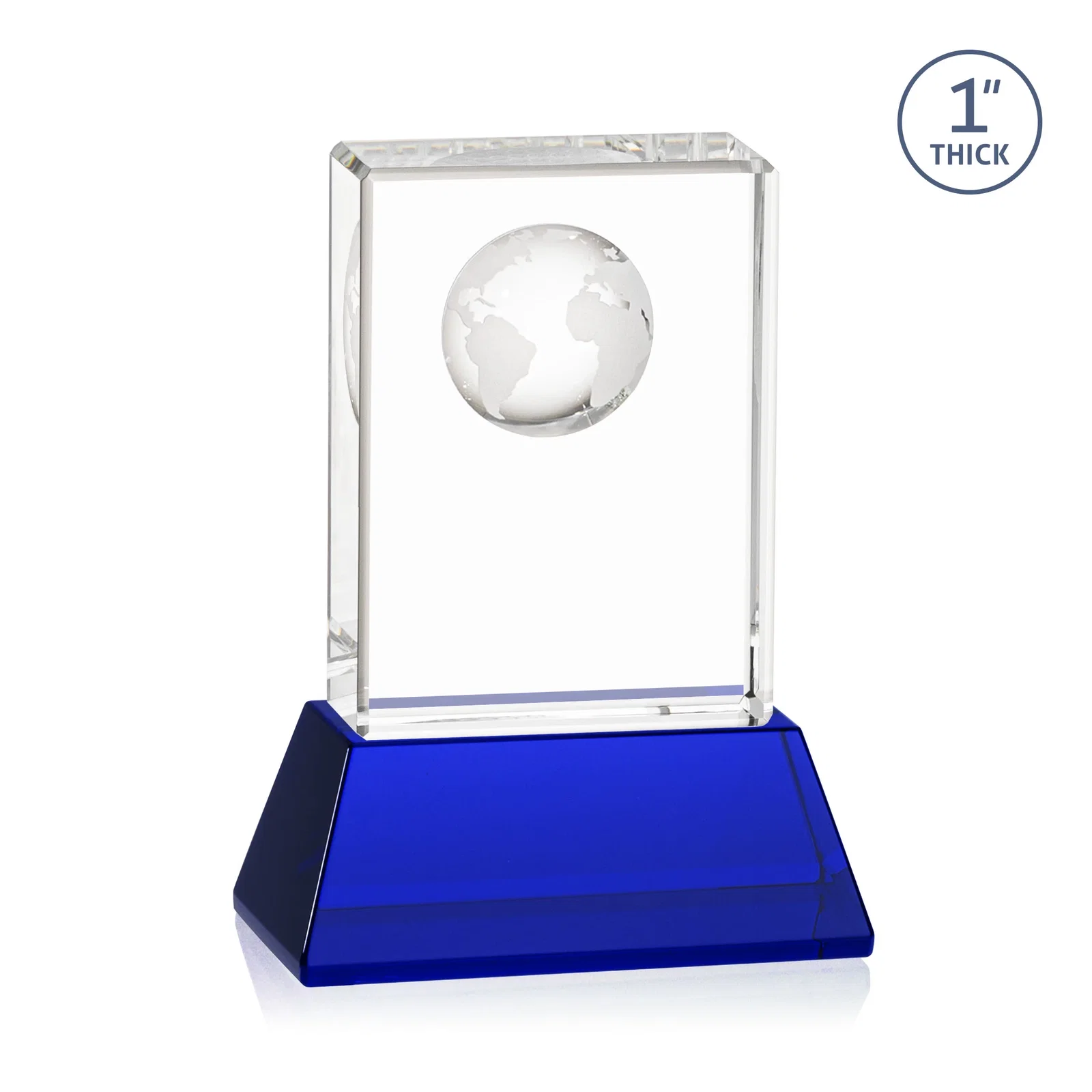 Personalized Optical Crystal Globe Award on a Tall Tapered Base, with your logo for corporate award ceremonies