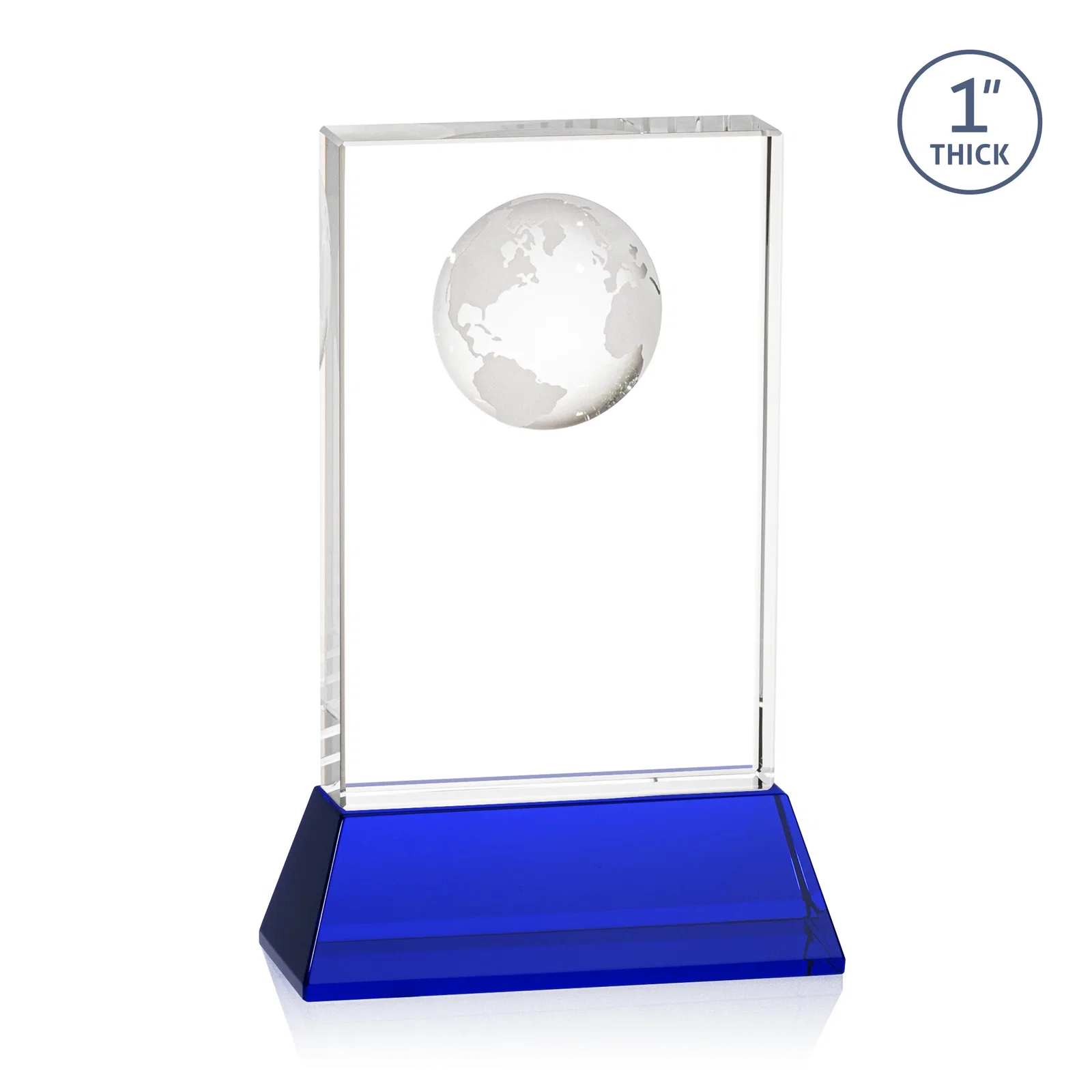 Personalized Optical Crystal Globe Award on a Tall Tapered Base, with your logo for service anniversary gifts