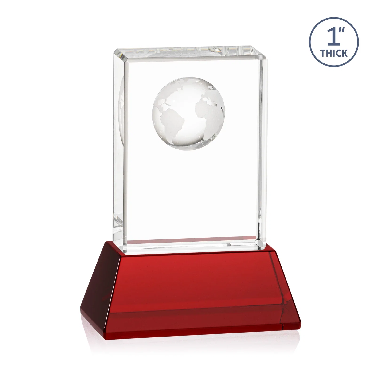 Personalized Optical Crystal Globe Award on a Tall Tapered Base, with your logo for team milestone celebrations