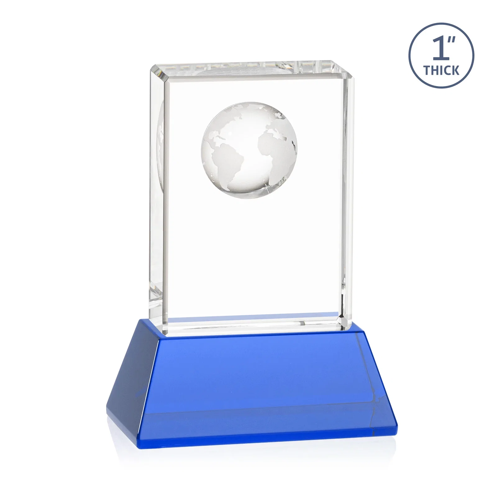 Personalized Optical Crystal Globe Award on a Tall Tapered Base, with your logo for volunteer appreciation
