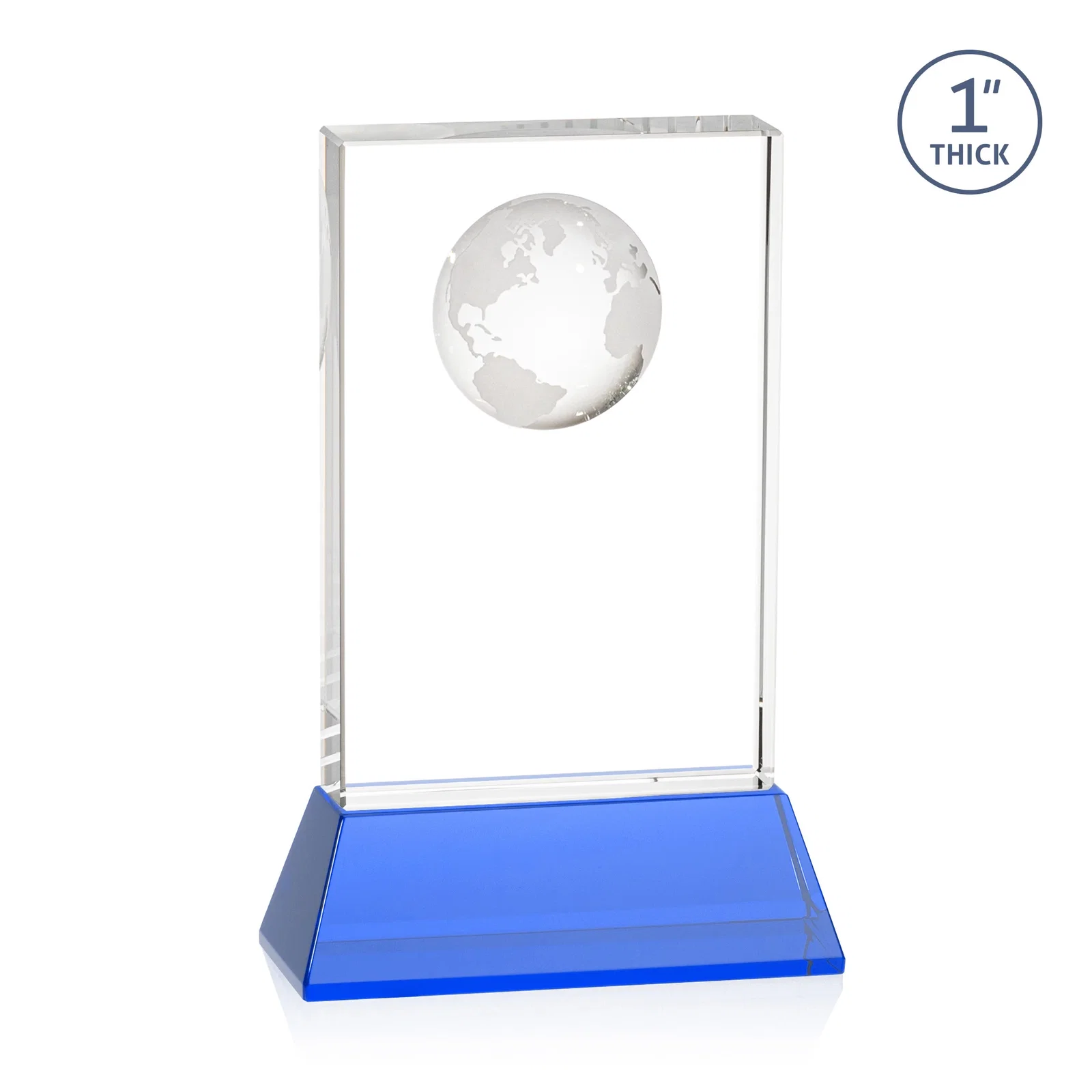 Personalized Optical Crystal Globe Award on a Tall Tapered Base, with your logo for dealer and partner awards