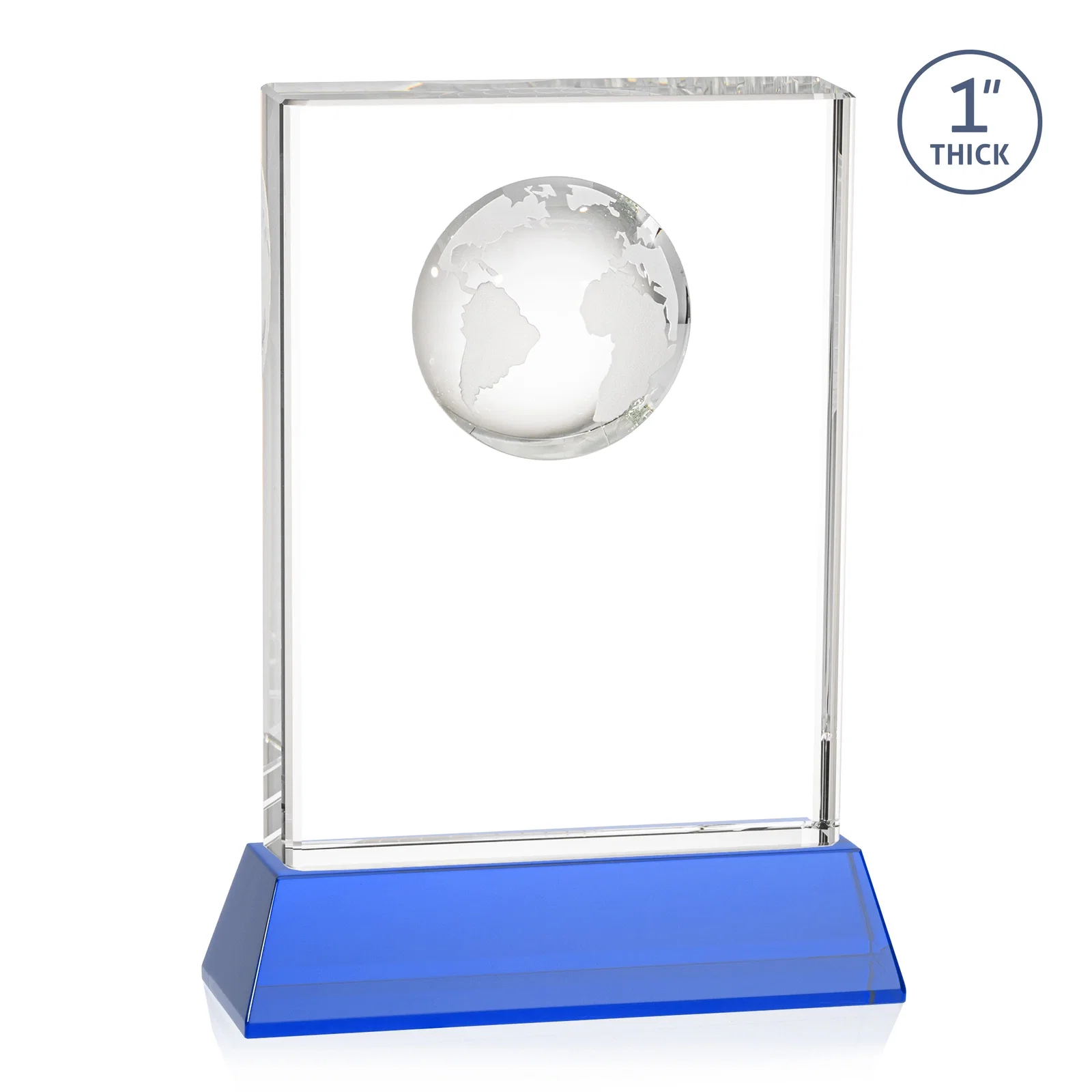 Promotional Optical Crystal Globe Award on a Tall Tapered Base, with your logo for employee recognition