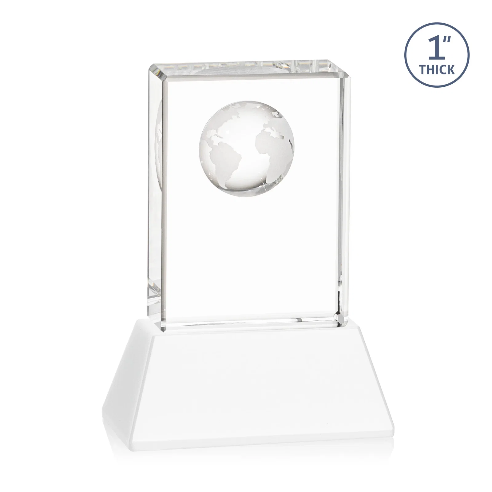 Promotional Optical Crystal Globe Award on a Tall Tapered Base, with your logo for corporate award ceremonies