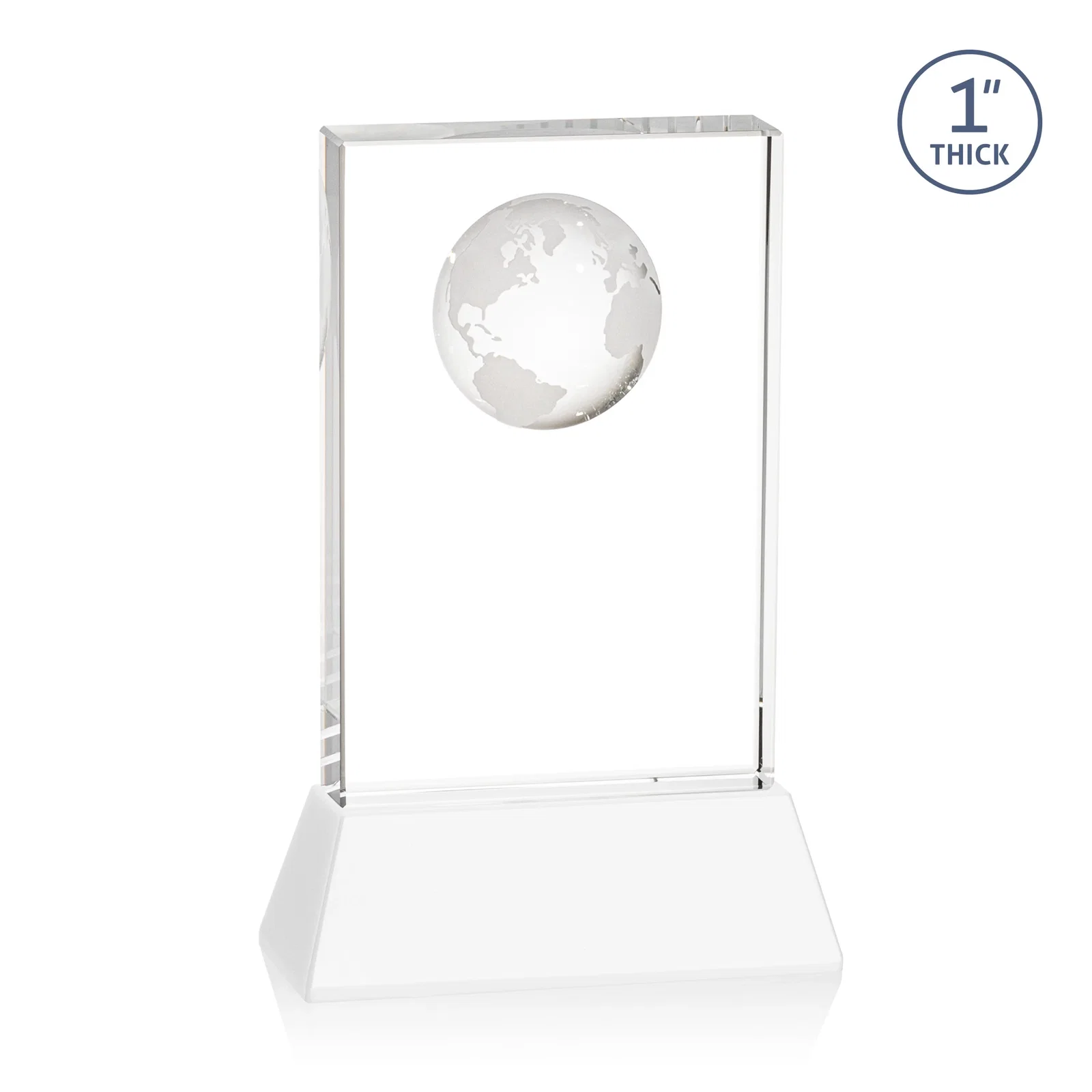 Promotional Optical Crystal Globe Award on a Tall Tapered Base, with your logo for service anniversary gifts