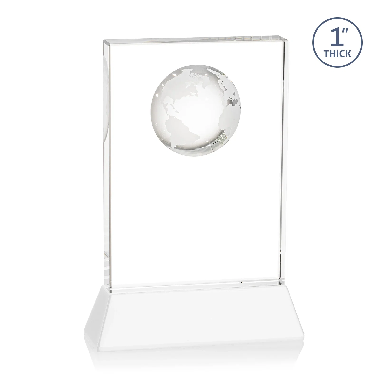 Promotional Optical Crystal Globe Award on a Tall Tapered Base, with your logo for sales achievement awards