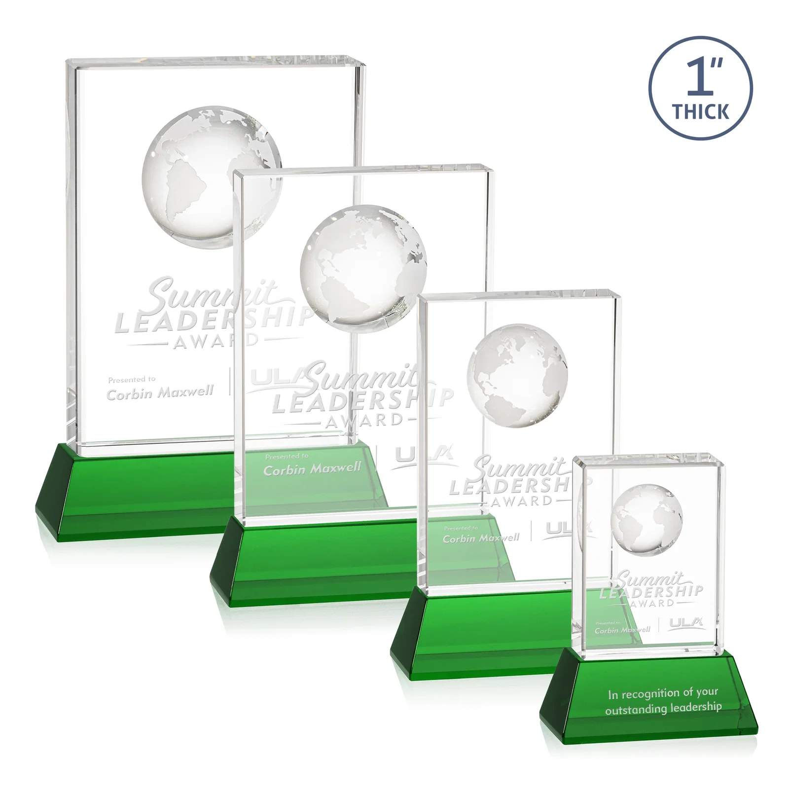 Custom Optical Crystal Globe Award on a Tall Tapered Base for company anniversary events