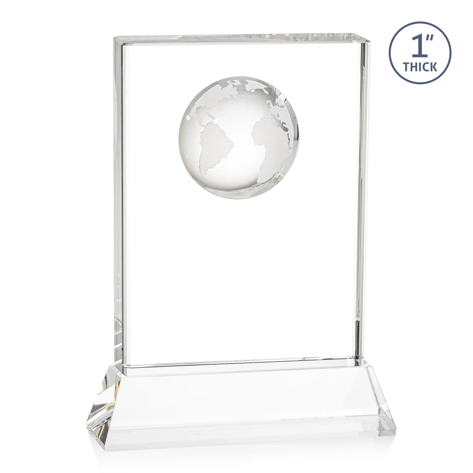 Promotional Optical Crystal Globe Award on a Tall Tapered Base, with your logo for donor appreciation