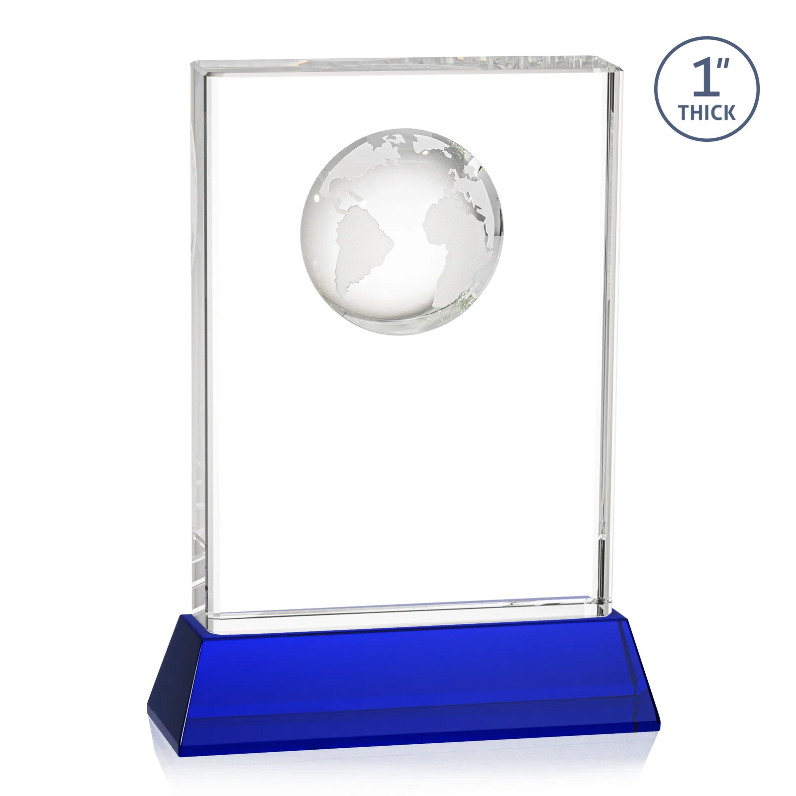 Promotional Optical Crystal Globe Award on a Tall Tapered Base, with your logo for graduation ceremonies