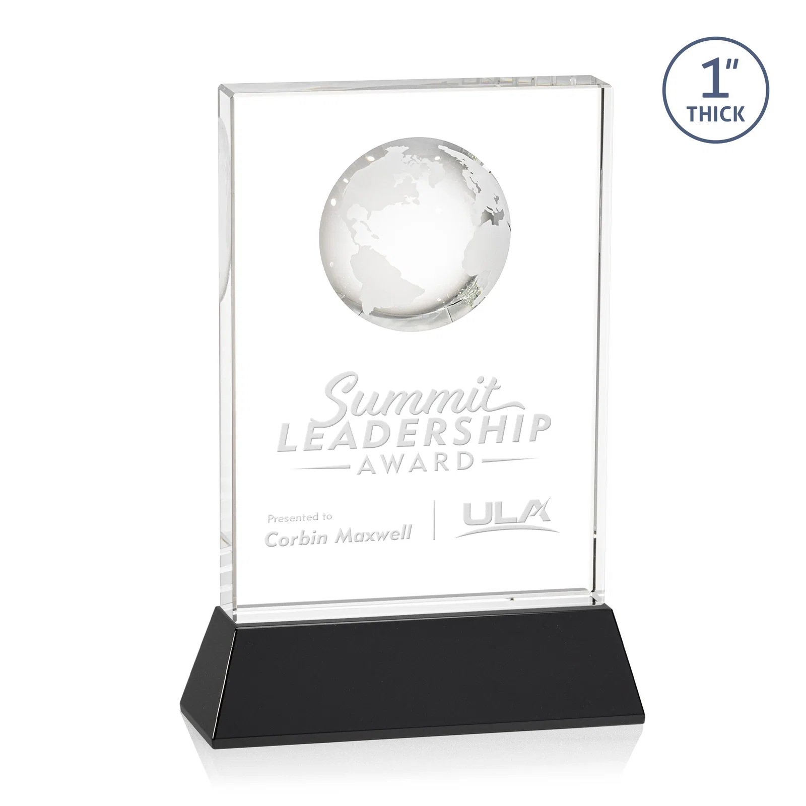 Personalized Optical Crystal Globe Award on a Tall Tapered Base for graduation ceremonies