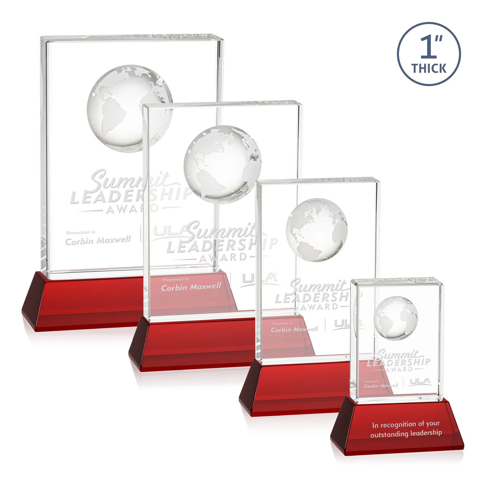 Promotional Optical Crystal Globe Award on a Tall Tapered Base for service anniversary gifts