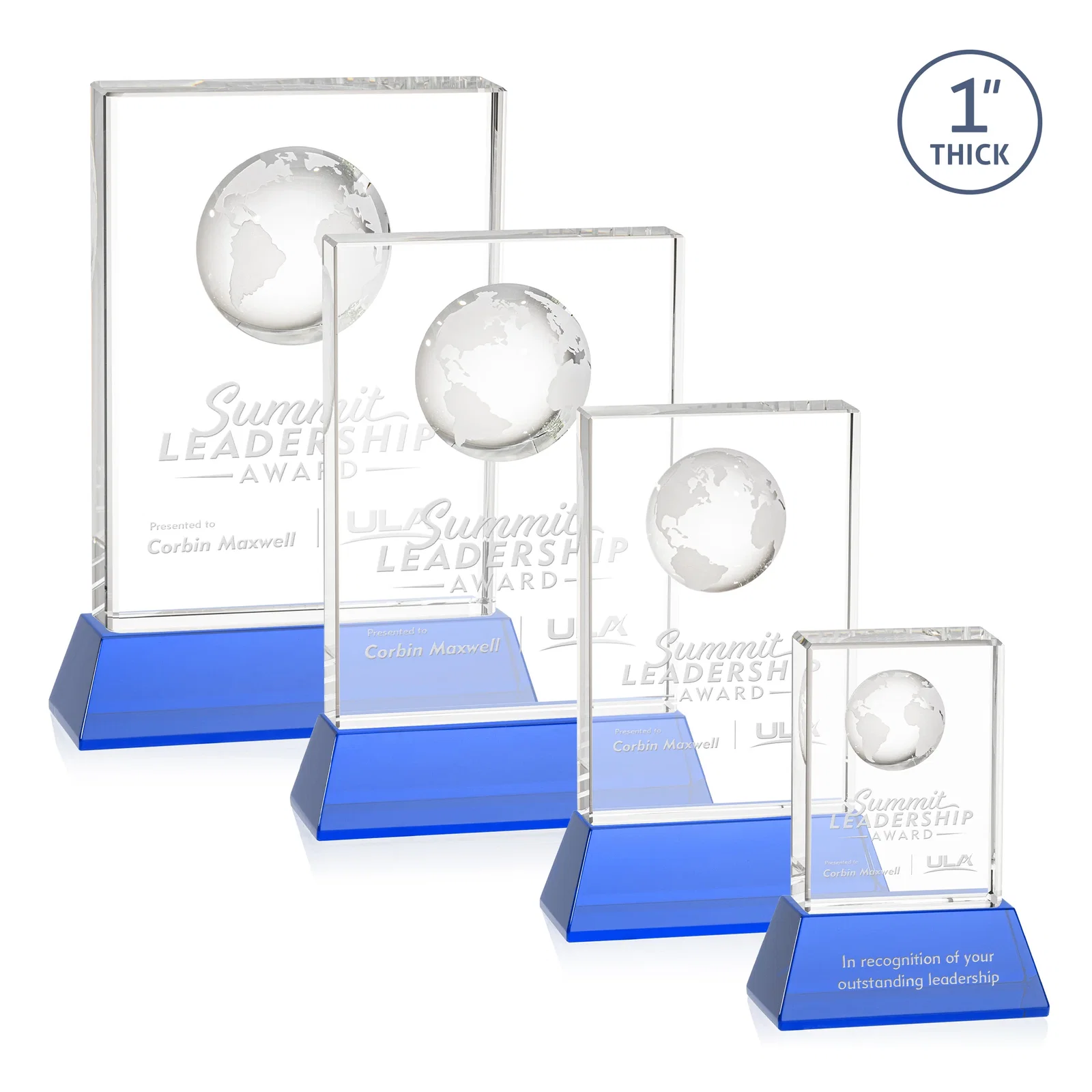 Promotional Optical Crystal Globe Award on a Tall Tapered Base for graduation ceremonies