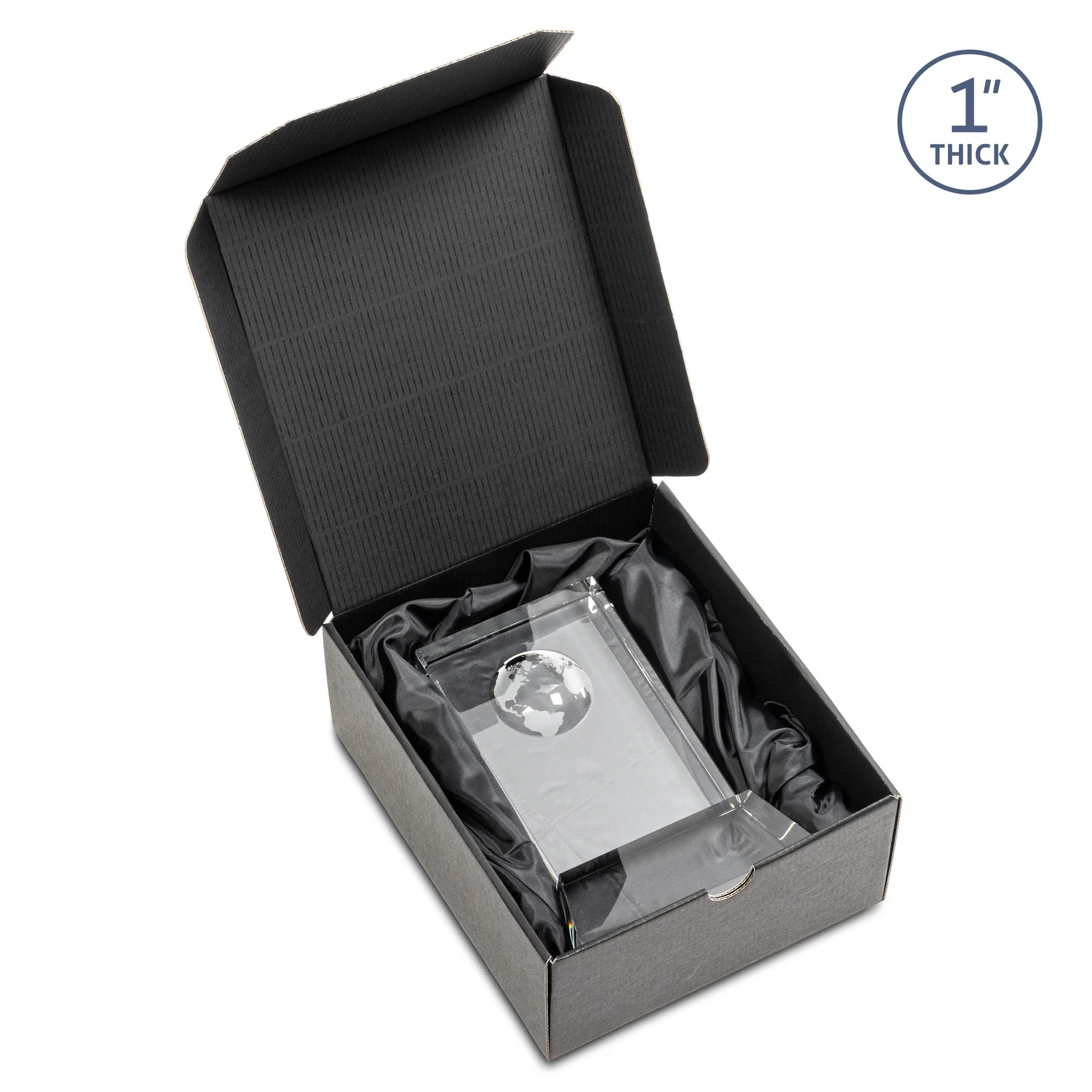 Custom Optical Crystal Globe Award on a Tall Tapered Base for team milestone celebrations