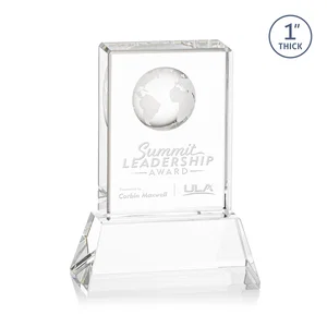 Optical Crystal Globe Award on a Tall Tapered Base