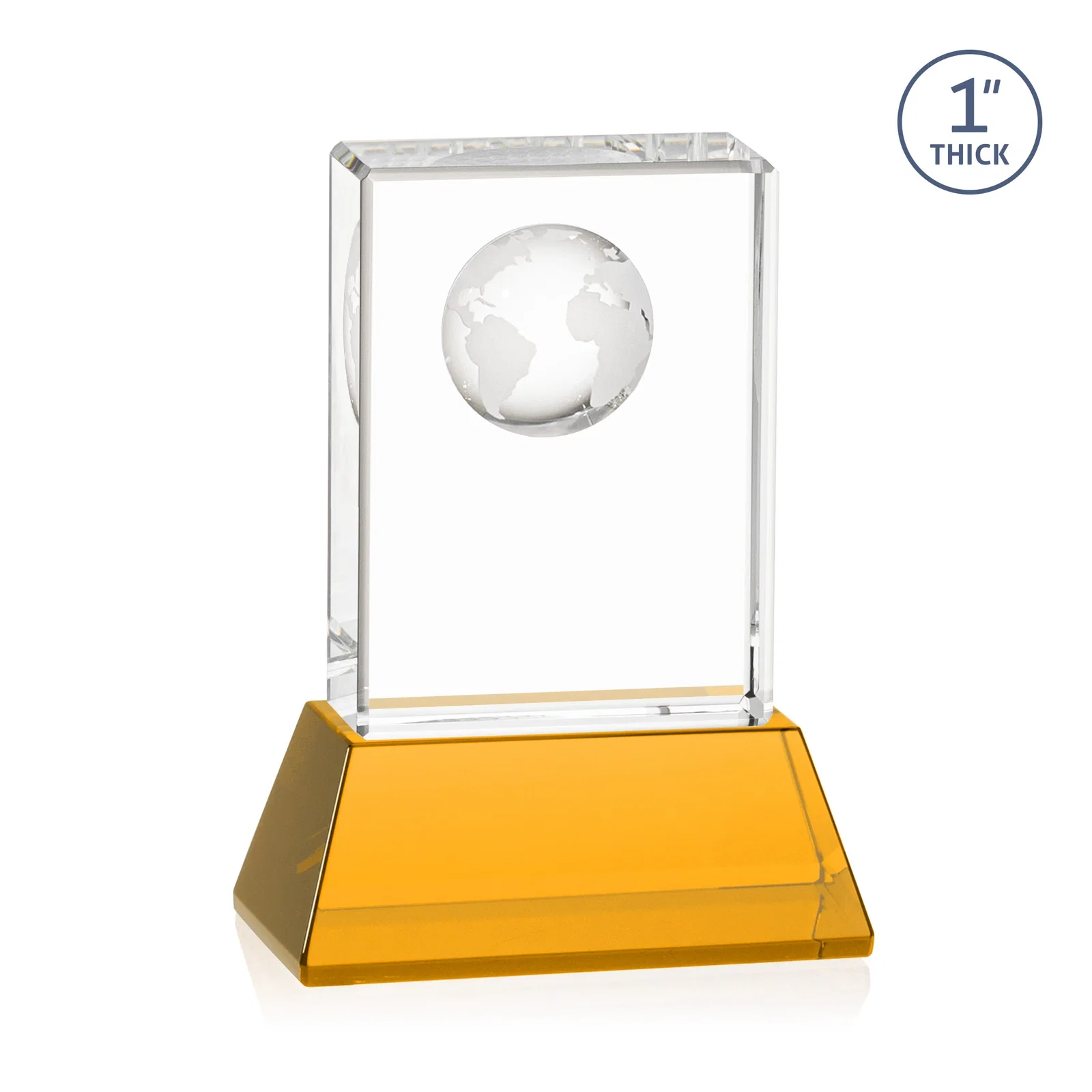 Custom engraved Optical Crystal Globe Award on a Tall Tapered Base for volunteer appreciation