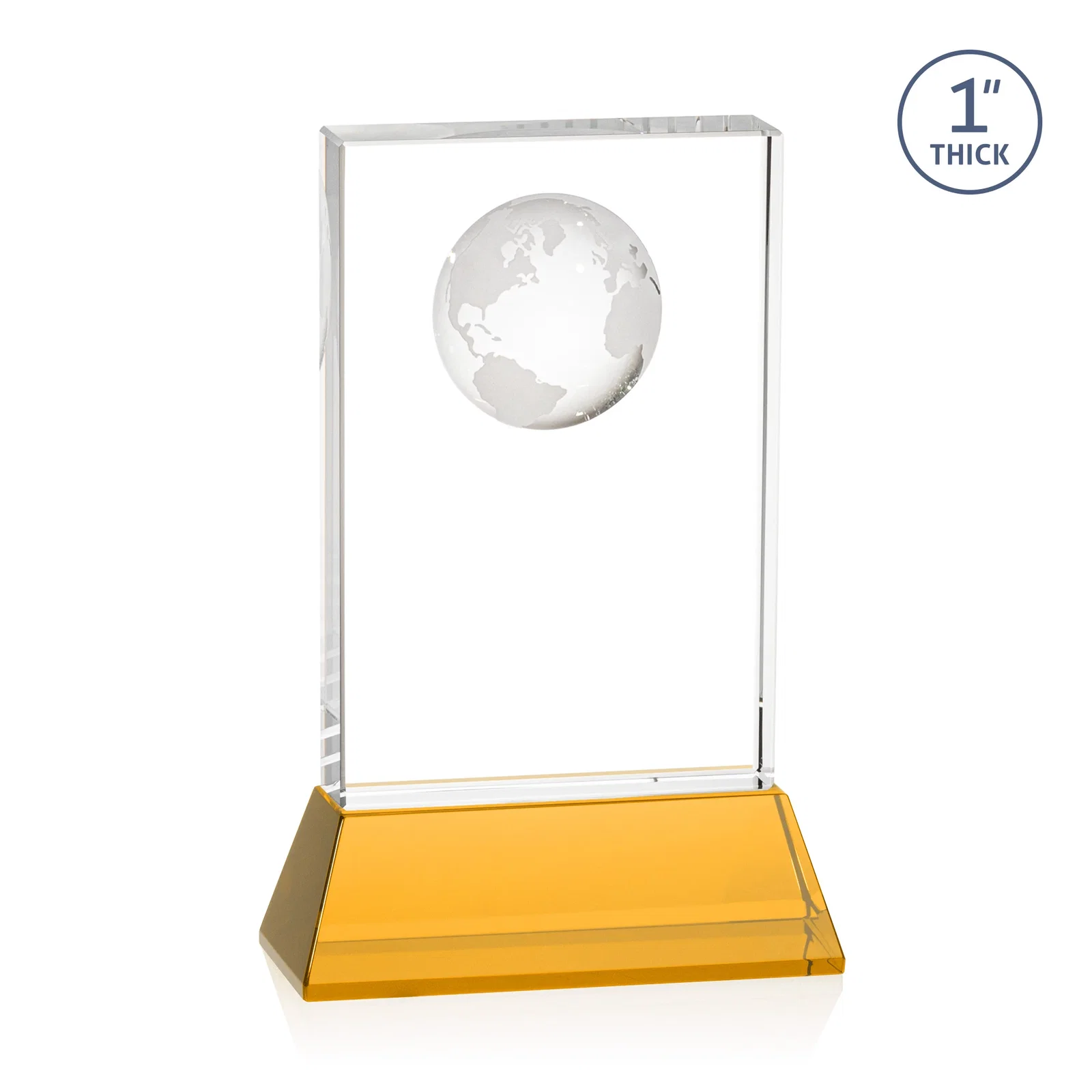 Custom engraved Optical Crystal Globe Award on a Tall Tapered Base for dealer and partner awards