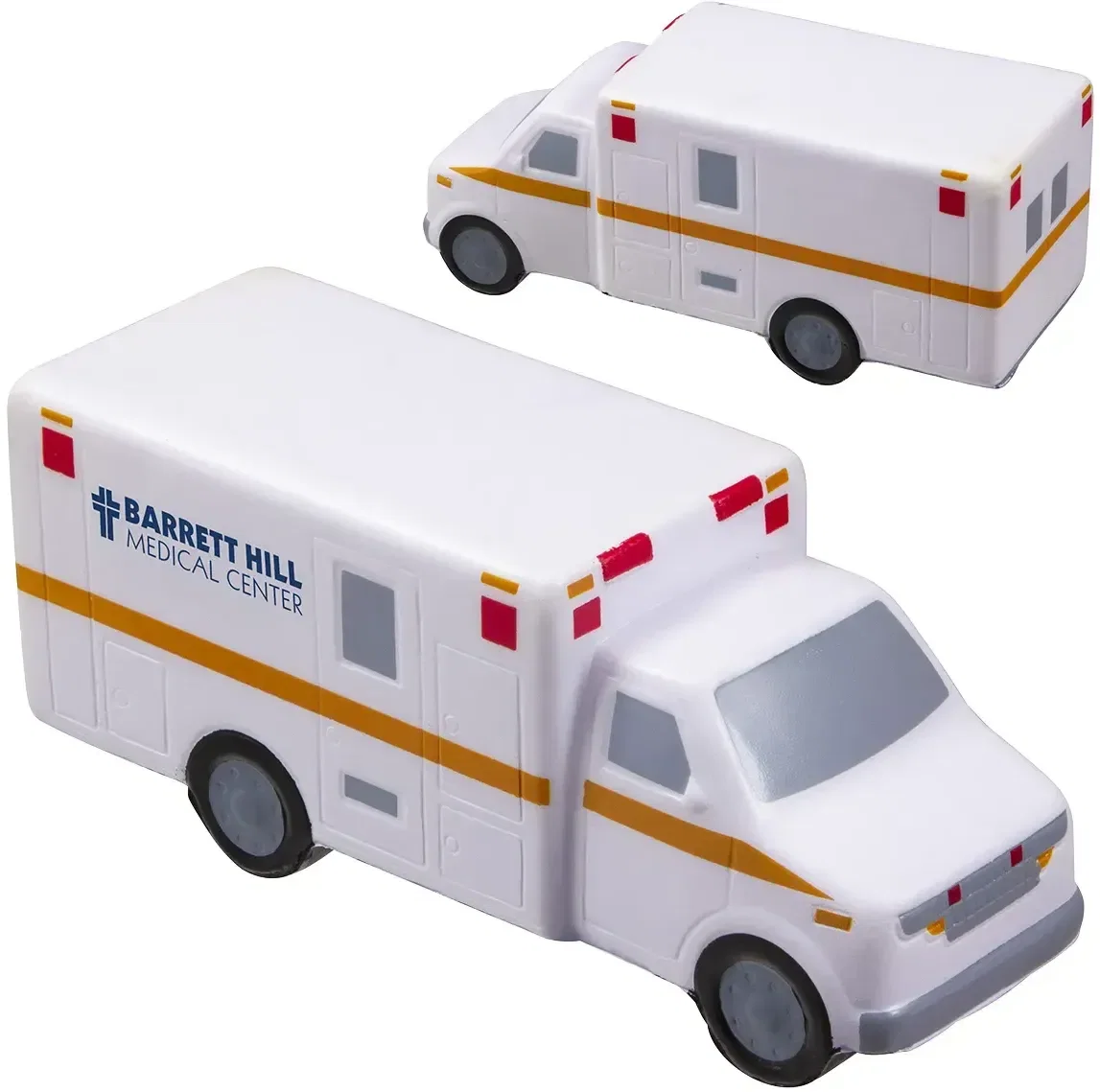 Ambulance custom stress reliever, branded promotional squeeze toy for EMS logo giveaways