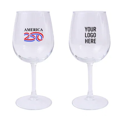 Stemmed clear wine glass with a 12 ounce bowl capacity