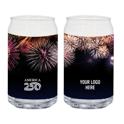Clear glass can shaped ale tumbler ready for full color decoration
