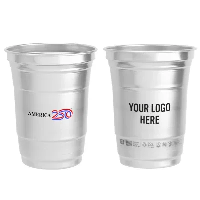Side angle of the metal drinkware showing its smooth printable surface