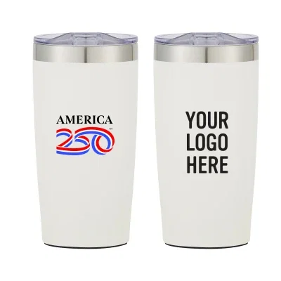 Two-tone tumbler with contrasting upper and lower halves, 7 inches tall