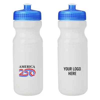 Slim white plastic bottle with a 24 ounce capacity