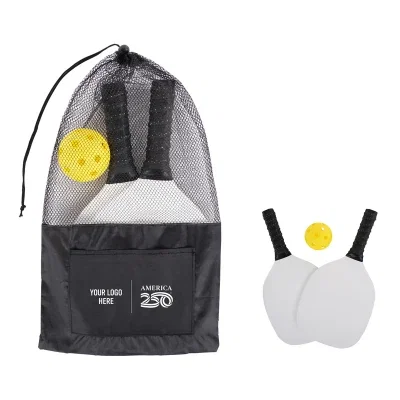 Three piece pickleball set in black with paddles and ball