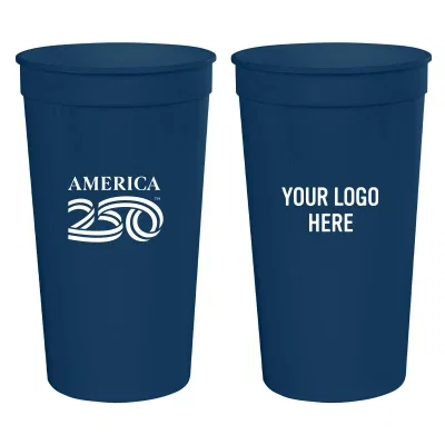 Plastic stadium cup offered in 32 and 12 ounce sizes