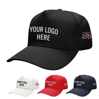 Five panel structured cap viewed from the side