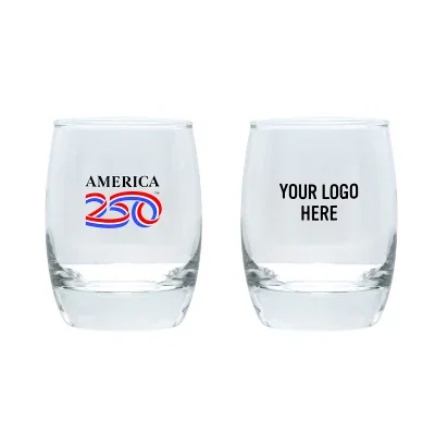 Clear 6 ounce whiskey glass standing 3 1/2 inches tall
